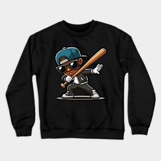 Dabbing boys sunglasses  Baseball BAT  girls kid gift Crewneck Sweatshirt
